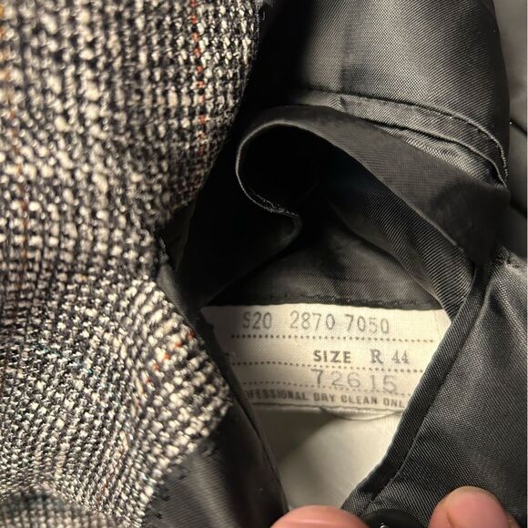 VTG Gino Salvaggi Wool Blend Tweed Black/White w/ rainbow Sport Coat Blazer 44R - Picture 9 of 15